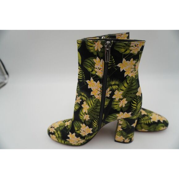 Gianvito Rossi Yellow/Green Floral Tropical Print Block Heel Ankle Boots Size 42 - Picture 10 of 11